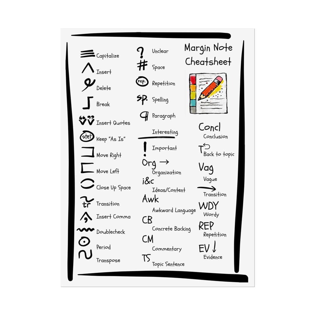 In Line Marginal Notes Margin Notes Cheatsheet - Etsy