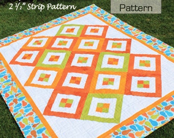 Sunshine Shimmy 2-1/2" Strip Quilt Pattern - Lap, Twin, Queen Sizes -  Printed Pattern