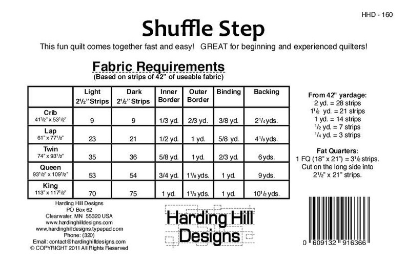 Shuffle Step 2-1/2 Strip Quilt Pattern Multiple Sizes PDF version image 2