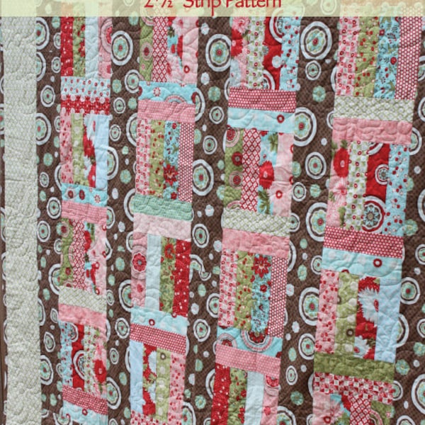 Cupid Shuffle 2-1/2" Strip Pattern -  Multiple Sizes -  Crib, Lap, Full - Printed Pattern
