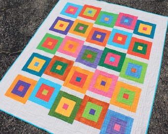 Blockhop-quiltpatroon van 2-1 / 2" - meerdere maten - wieg, schoot, tweeling - gedrukt patroon