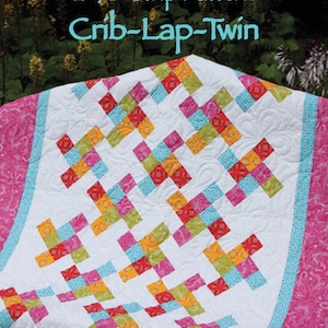 May include: A quilt pattern cover with the title "The Twist" and the text "2 1/2" Strip Pattern Crib-Lap-Twin." The quilt design features colorful blocks in red, pink, yellow, and blue on a white background. The pattern is from Harding Hill Designs.