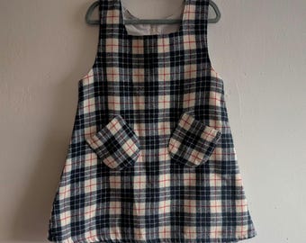Vintage jaren 90 Adams Tartan overgooier | Geruite A-lijn kinderkleding (3-4 jaar)