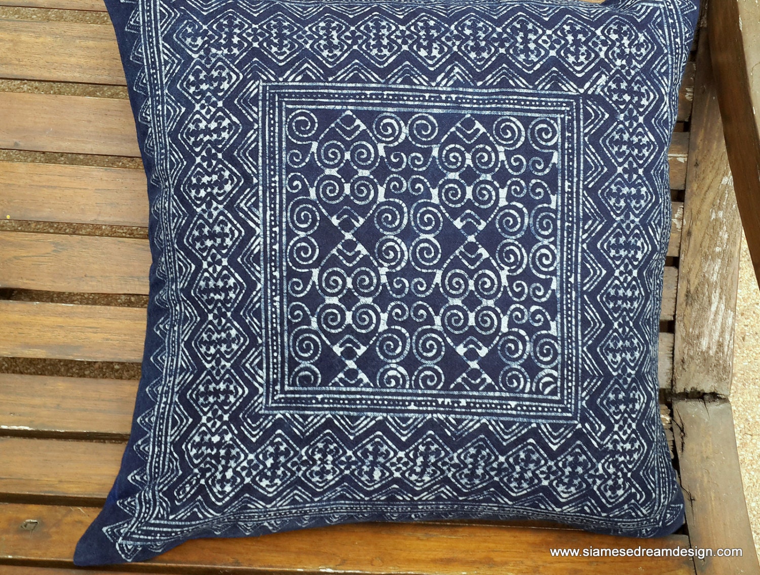 Hmong Pillow Covers In Indigo Batik 16 or 20 Inch 3 Etsy