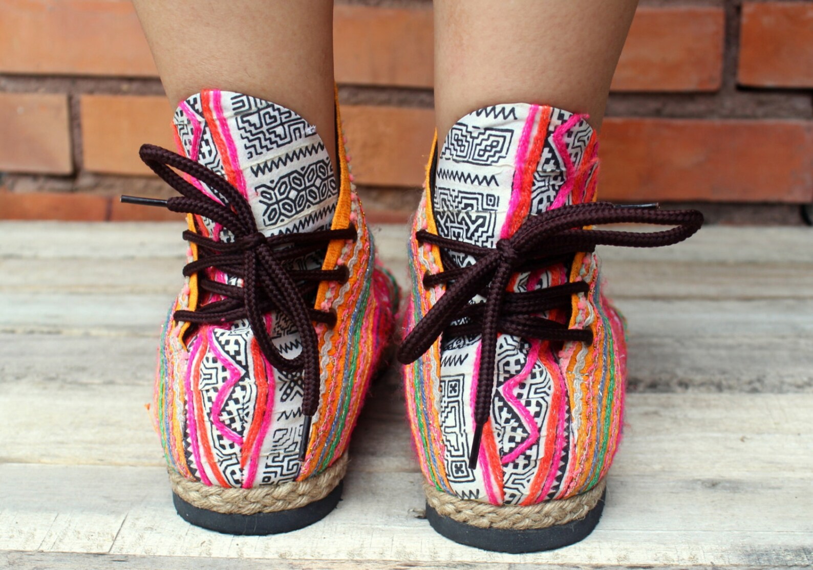 Funky Womens Ankle Boots Ethnic Hmong Embroidered and Batik Etsy