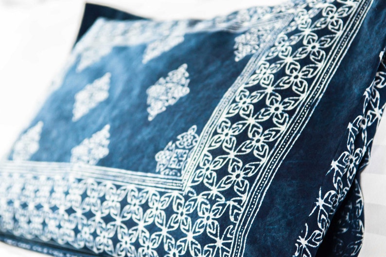 Bed Pillow Sham In Hmong Indigo Batik Natural Cotton Double Etsy