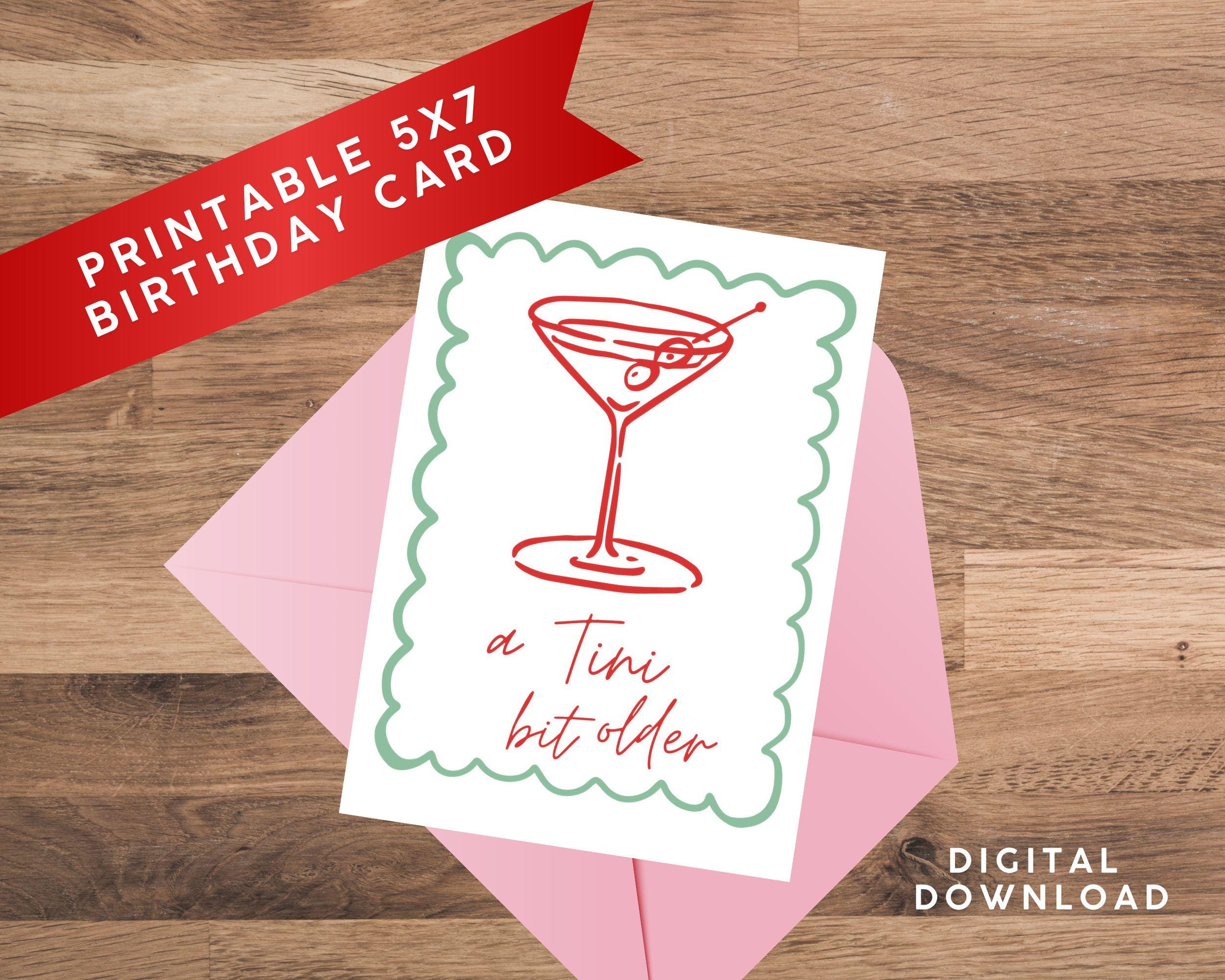 Printable Digital Martini Birthday Card - Etsy