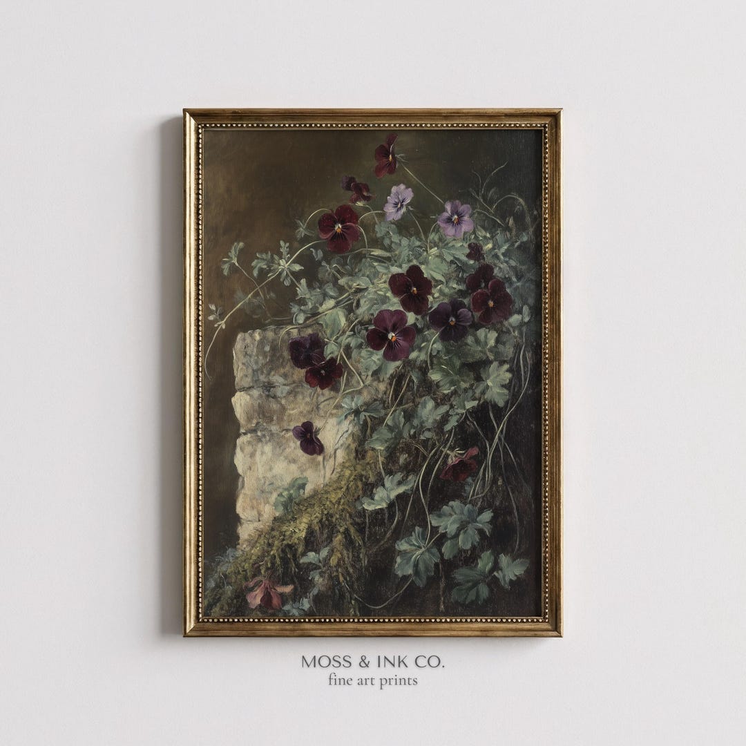 Wildflower Oil Painting Print | Dark Floral Wall Art | Vintage ...