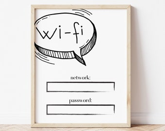 Placa de senha de Wi-Fi minimalista: impressão para aluguel no Airbnb (download digital)