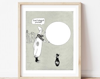 JUST CATAPULT YOURSELF Vintage Circus Clown Print - Pun Art