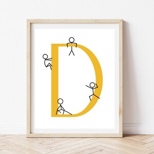 Arte de la pared de la guardería, HUMANOS PEQUEÑOS, Niña, Niño, Impresión de la habitación de los niños, Impresión de la letra D, Decoración de la guardería, Regalo de baby shower, Arte de pared imprimible