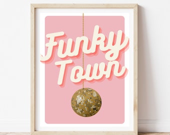 Take Me To Funky Town 1970s Retro Wall Art Print, Downloadable Art, Digital Art, Printable Art, Digital Download Print at Home Art