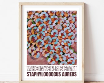 THE SECOND INCURSION: A Vancomycin-Resistant Staphylococcus Aureus Invasion Pathology Art - Pathologist Gift