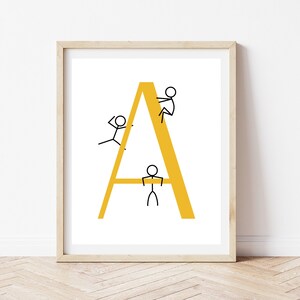 Arte de la pared de la guardería, HUMANOS PEQUEÑOS, Niña, Niño, Impresión de la habitación de los niños, Impresión de la letra A, Decoración de la guardería, Regalo de baby shower, Arte de pared imprimible