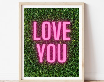 I Love You In Neon Romantic Christmas Gift Art Print