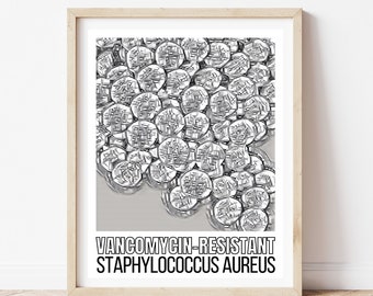 THE FINAL INCURSION: A Vancomycin-Resistant Staphylococcus Aureus Pathology Art - Pathologist Gift