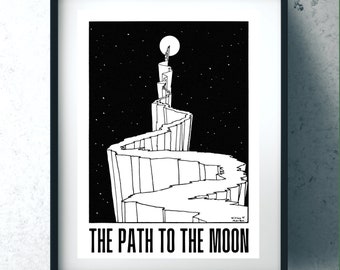 The Path To The Moon By William T. Horton - Black And White Minimalist Artwork
