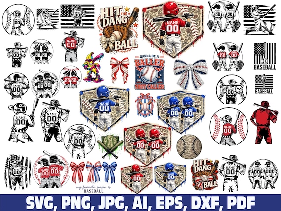 Baseball Player SVG PNG, Bow, Custom Name, Baseball Camo boys Girls Drip (Digital Download)