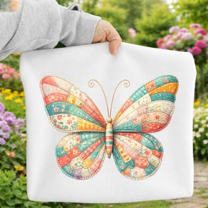 Patchwork Butterfly PNG, Colorful Quilt Art Clipart (Digital Download)