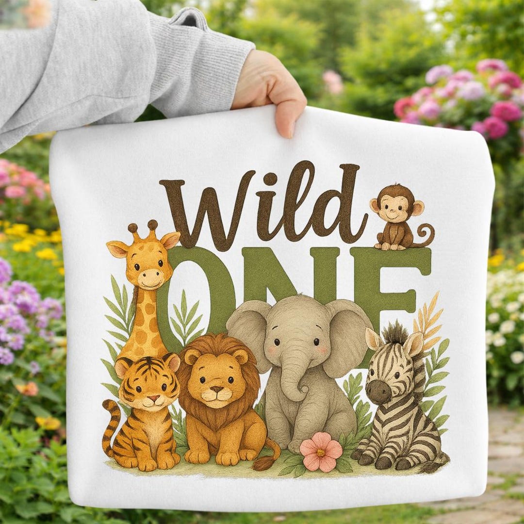 Safari Wild One PNG, Jungle Animals Clipart, First Birthday T-shirt Art ...