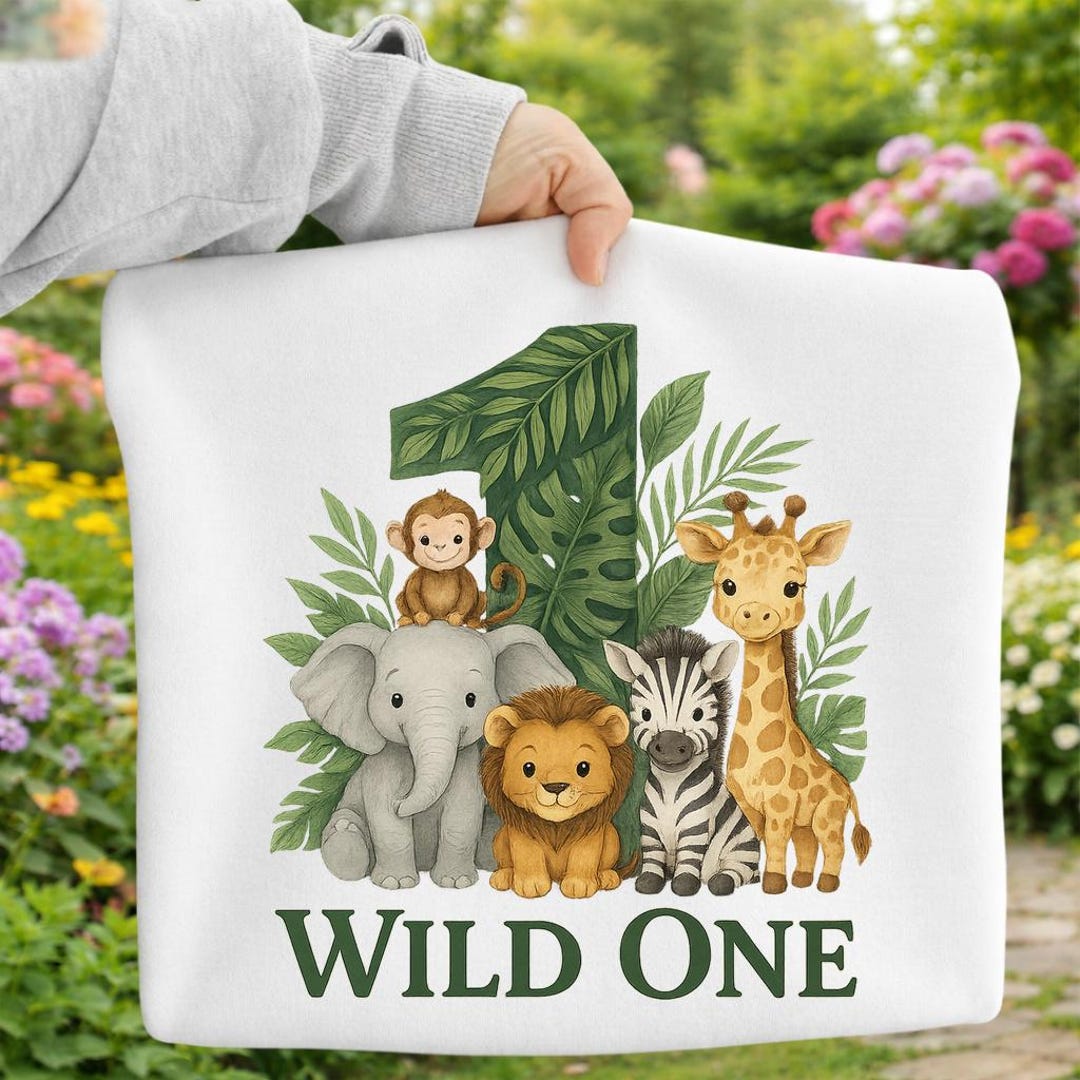 Wild One Jungle Animals 1st Birthday PNG, Watercolor Safari Clipart ...