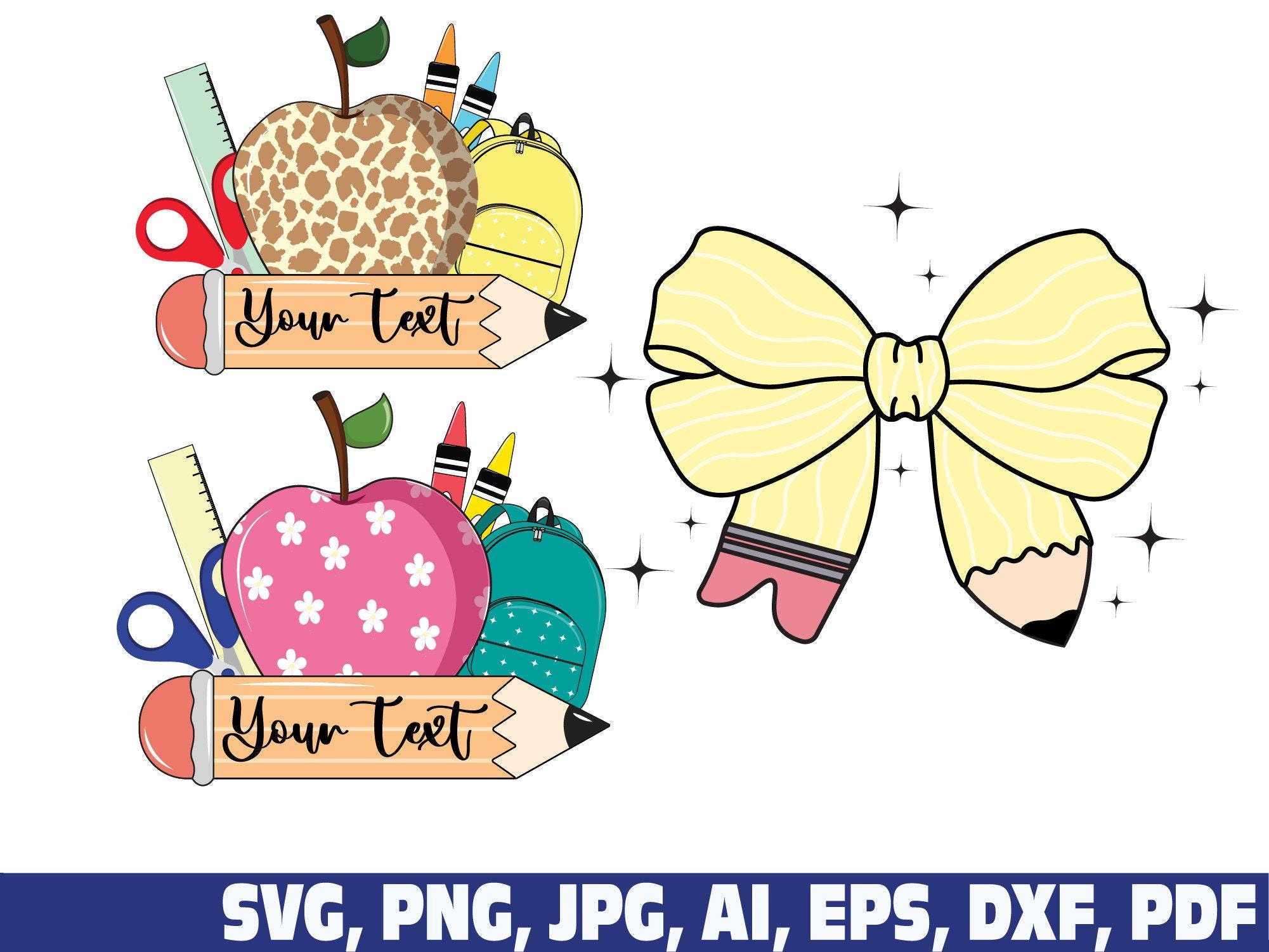 Teacher School Split Monogram PNG SVG, Crayon Apple Teacher Name Design ...