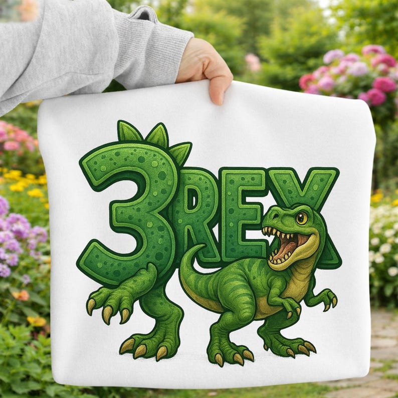 3rex Dinosaur Birthday PNG, Kids Shirt Design, Dinosaur Party Clipart ...