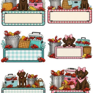 Crawfish boil with brown lab trio girl name patch Crawfish 6 Design PNG Bundle, Sublimation Shirt Designs, Digital Download Clipart