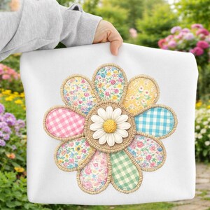 Patchworkbloem, png, sublimatiekunst paaslente (digitale download) afbeelding 2