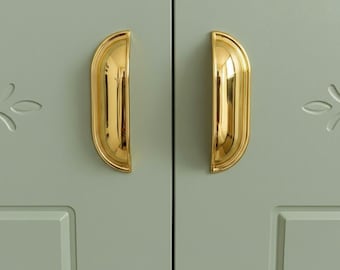 Vintage Cup Pull Handle Metal Cabinet Drawer Knob Shell Style Furniture Hardware for Kitchen Dresser Wardrobe 64 96 128 160mm