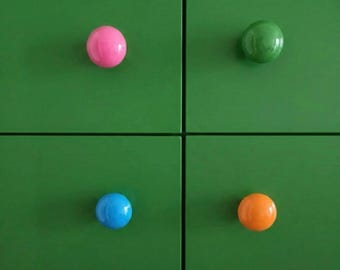 Colorful Metal Mushroom Cabinet Knob 30mm, Decorative Drawer Pulls for Kids Nursery, Round Metal Wardrobe Handles, Modern Furniture Hardware