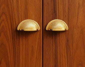 Half Moon Drawer Pull 64mm Hole Center, Vintage Cabinet Cup Pull Handle, Kitchen Cabinet Drawer Pull, Dresser Furniture Hardware