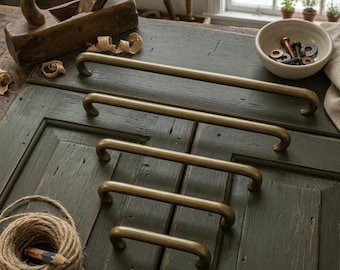 Vintage Brass Cabinet Handle, Antique Gold Drawer Pull, Rustic Kitchen Cabinet Hardware, Farmhouse Furniture Handle, Aluminum Handle