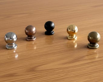 Brass Knob for Cabinets and Drawers, Antique Copper Furniture Pull, Modern Silver Dresser Knobs, Round Metal Kitchen Hardware Decor