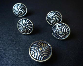 Randig svampknopp i antik mässing 35 mm | Vintage lådhandtag | Retro möbelknopp | Kökshandtag | Dressoirknoppdekor