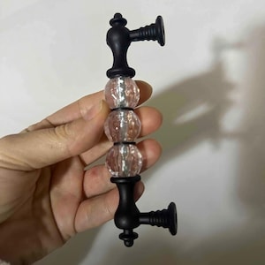 Crystal Drawer Pull Handle, Vintage Brass Cabinet Pull, Clear Crystal Dresser Handle, Luxury Kitchen Cabinet Hardware, Furniture Handle