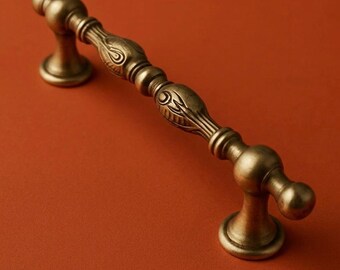 Solid Brass Cabinet Handle, Vintage Drawer Pull, Brass Kitchen Cabinet Hardware, Antique Style Handle 128mm 160mm 192mm Furniture Pull