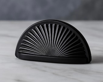 Half Moon Drawer Pull, Vintage Metal Cabinet Handle, 64mm Hole Center Cup Pull