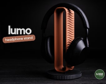 Lumo Kopfhörerständer, 3D Druck PLA, moderner Headphone Stand, stilvoller Schreibtisch Organizer für Büro und Gaming Setup