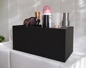 Badezimmer Organizer mit 2 Fächern, Kosmetik Aufbewahrungsbox für Bad Schminktisch, Küche & Schreibtisch, 3D-Druck