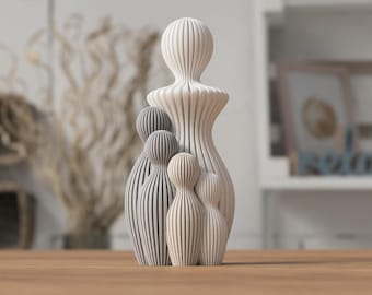 Muttertagsstatue personalisiert, 3D Druck, Geschenk für Mama mit 1 bis 4 Kindern, Moderne Familienfigur