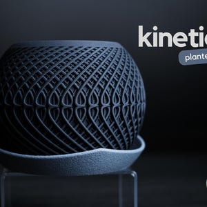 Maceta cinética, impresa en 3D con PLA, maceta geométrica con bandeja, maceta moderna, decoración de diseño para plantas.