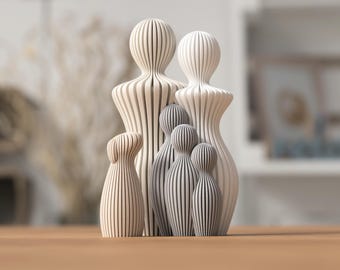 Estatua familiar personalizada de 1 a 5 niños con perro, impresa en 3D, regalo, regalo del Día de la Madre, regalo de aniversario, decoración moderna