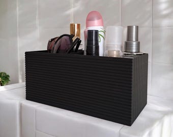 Organizador de baño con 2 compartimentos, caja de almacenamiento de cosméticos para baño, tocador, cocina y escritorio, impreso en 3D.