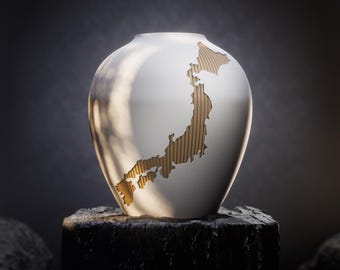 Japandi Vase Kintsu Nihon, 3D-Druck, Japanische Deko für Trockenblumen, Skulpturales Wohnaccessoire