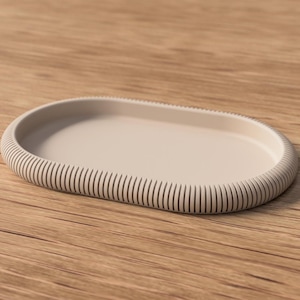Bandeja decorativa ovalada Japandi, bandeja Japandi minimalista, bandeja organizadora para oficina y sala de estar, impresa en 3D.