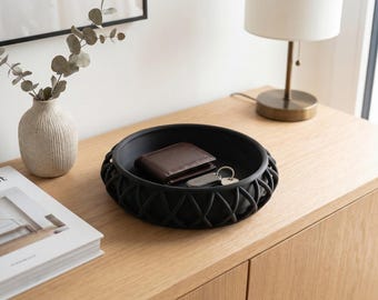 Bandeja de almacenamiento moderna tipo cesta, bandeja multiusos impresa en 3D, bandeja para llaves, bandeja para joyas y decoración Japandi.