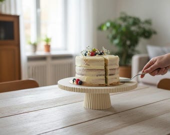 Soporte para pasteles moderno acanalado, plato para pasteles estriado, soporte para pasteles, bandeja para servir, decoración Japandi, impresión 3D