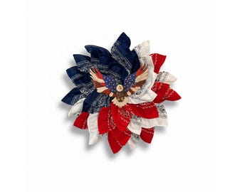 Patriotisk örnbandanakrans | Americana röd vit blå dörrdekor