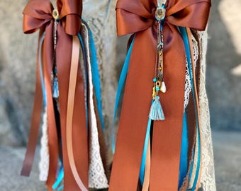 Brown and Turquoise Boot Bows